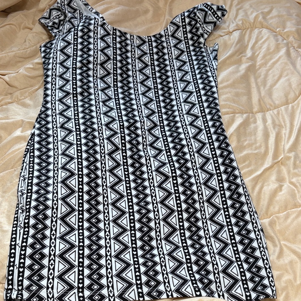 Divided Black and White Asymmetrical Dress